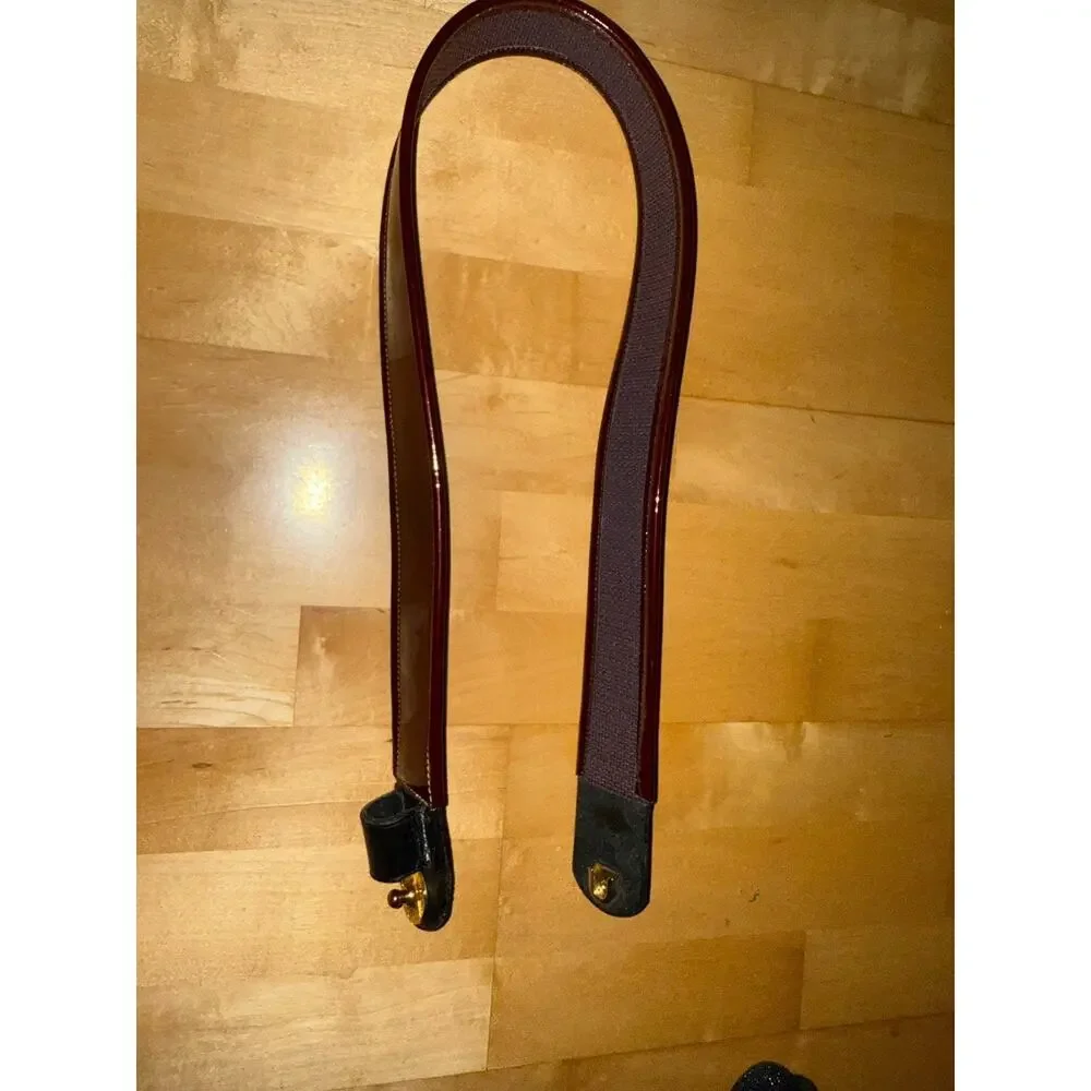 Burgandy Glossy Patent Leather Guitar Strap Gold Hardware